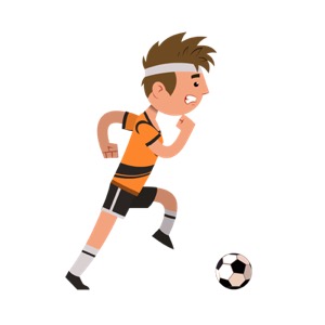 representation of sports injury prevention where a boy playing soccer